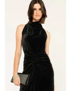 LAVISH COWL DRESS IN BLACK