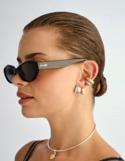 LE BIJOU + TORT OVAL SMOKE MONO SUNGLASSES
