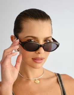 LE BIJOU + TORT OVAL SMOKE MONO SUNGLASSES