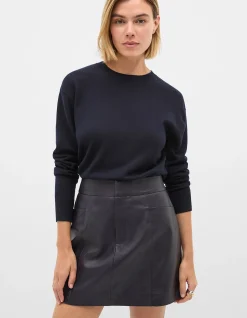 LEATHER MINI SEAM SKIRT