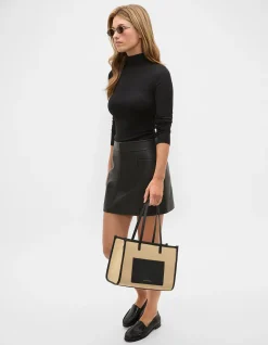 LEATHER MINI SEAM SKIRT