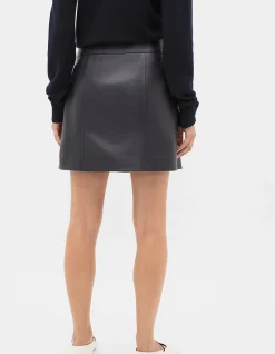 LEATHER MINI SEAM SKIRT