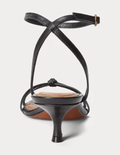 LEATHER KITTEN-HEEL SANDAL