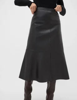 LEATHER MIDI SPLIT FRONT SKIRT