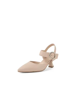 Leema Nude Leather Strap Heel Pumps