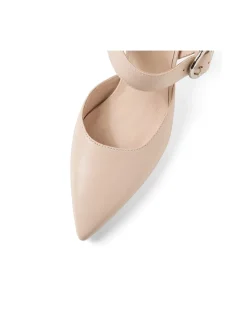 Leema Nude Leather Strap Heel Pumps
