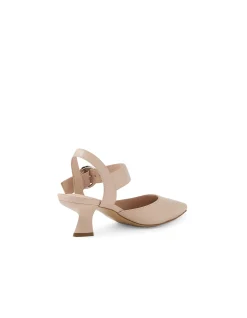 Leema Nude Leather Strap Heel Pumps