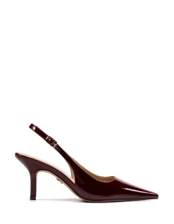Leia Berry Crinkle Patent Leather Slingback