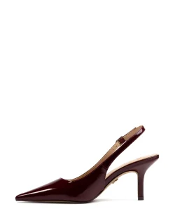 Leia Berry Crinkle Patent Leather Slingback