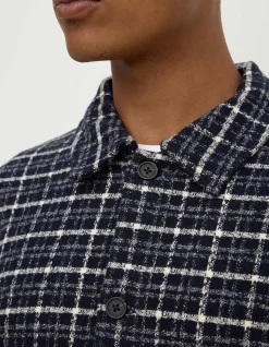 Leo Check Long Sleeve Shirt True Navy/Cream