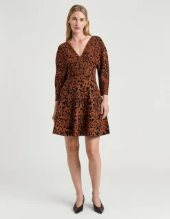 LEOPARD JACQUARD KNIT MINI DRESS