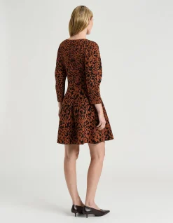 LEOPARD JACQUARD KNIT MINI DRESS