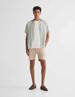 LEYTON SHORT SLV STRIPE LINEN SHIRT