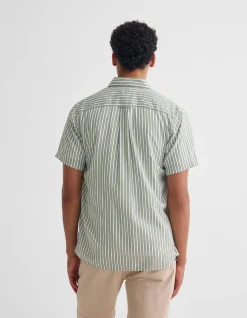 LEYTON SHORT SLV STRIPE LINEN SHIRT