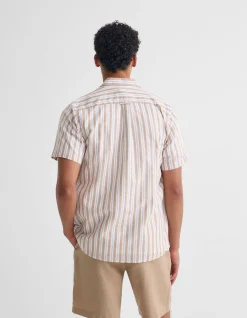 LEYTON SHORT SLV STRIPE LINEN SHIRT
