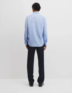 LIGHT BLUE MULTI LONG SLEEVE REG CHECK TRVL SHIRT