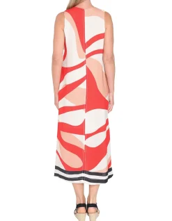 Linear Sleeveless Geometric Maxi Dress
