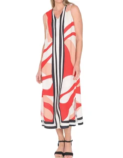 Linear Sleeveless Geometric Maxi Dress