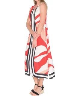 Linear Sleeveless Geometric Maxi Dress