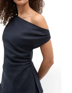LINEN DRAPED SHOULDER TOP