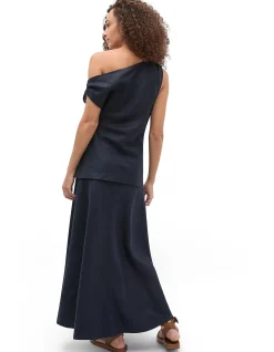 LINEN DRAPED SHOULDER TOP