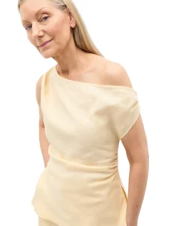 LINEN DRAPED SHOULDER TOP