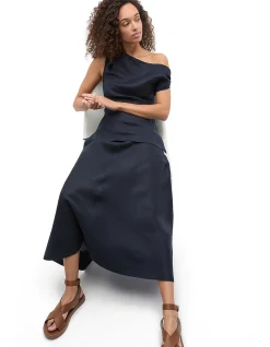 LINEN DRAPED SHOULDER TOP
