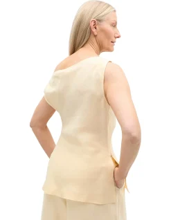 LINEN DRAPED SHOULDER TOP
