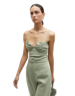 LINEN BALCONETTE TOP