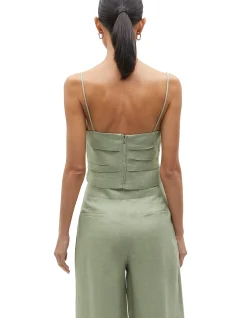 LINEN BALCONETTE TOP