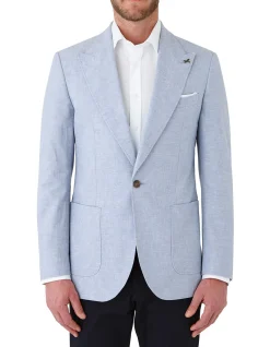 Linen Blend Blazer with Peak Lapel
