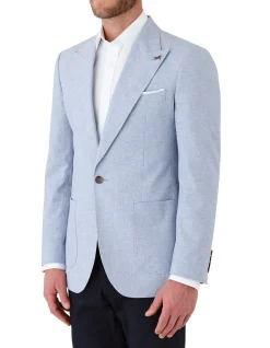 Linen Blend Blazer with Peak Lapel