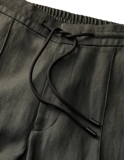 Linen Blend Drawstring Pants