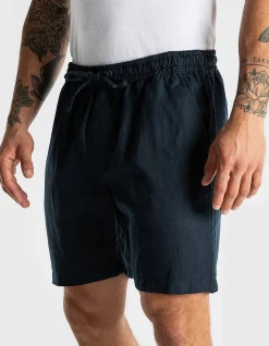 LINEN COTTON BLEND PULL ON SHORT