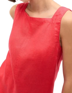 LINEN SQUARE NECK MINI DRESS