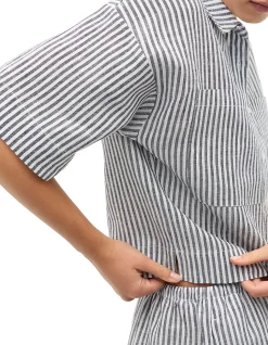 LINEN STRIPE BOXY SHIRT