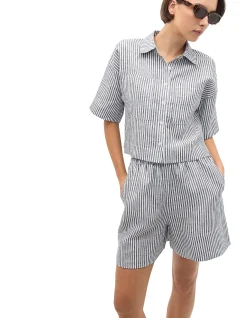 LINEN STRIPE BOXY SHIRT