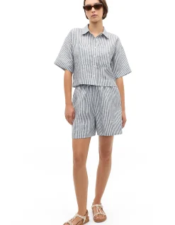 LINEN STRIPE BOXY SHIRT
