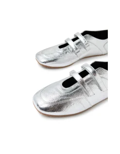 Lisarella Twin Strap Metallic Flat Shoes