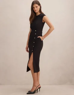 LISETTE COLUMN BUTTON MIDI DRESS