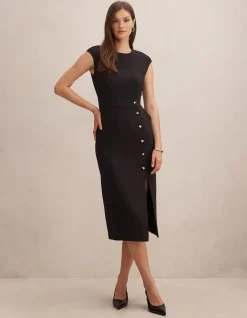 LISETTE COLUMN BUTTON MIDI DRESS