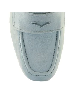 Liu Suede Block Heel Leather Loafer