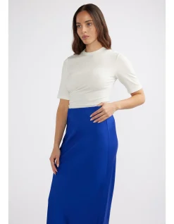 Lola Bias Cut Electric Blue Satin Maxi Skirt