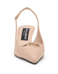 Lollo Silk Nappa Logo Slingback Pumps