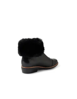 Lollys Faux Fur Zip Leather Ankle Boots
