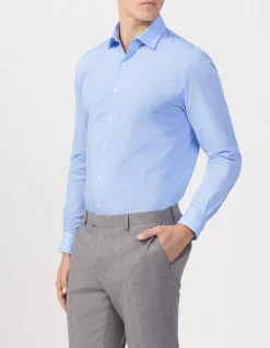 LONG SLEEVE EASY CARE END ON END TAILORED FIT COTTON SHIRT