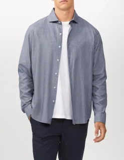 Long Sleeve NEVER Tuck Single Colour Tencel Blend Oxford Shirt