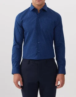 LONG SLEEVE SLIM FIT GEO PAISLEY PRINT COTTON SHIRT