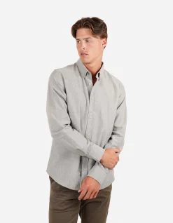 LONG SLEEVE SLIM FIT OXFORD BRUSHED COTTON SHIRT