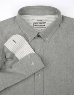 LONG SLEEVE SLIM FIT OXFORD BRUSHED COTTON SHIRT